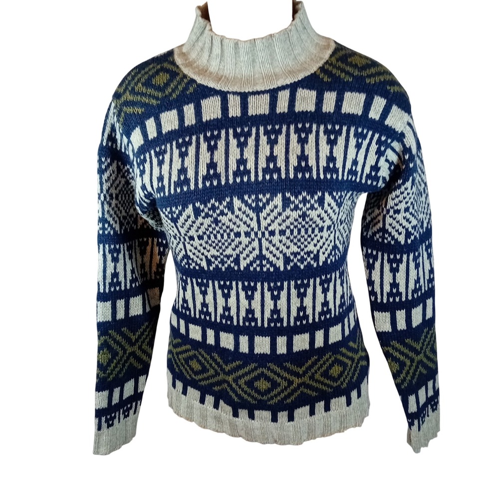 Eric Alexandre Mens Geometric Snowflake Sweater Wool Blend Indie Dark Academia S